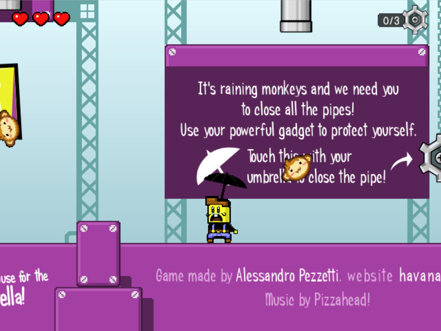 It's Raining Monkeys Game Use Umbrella Instructions Screen Screenshot.