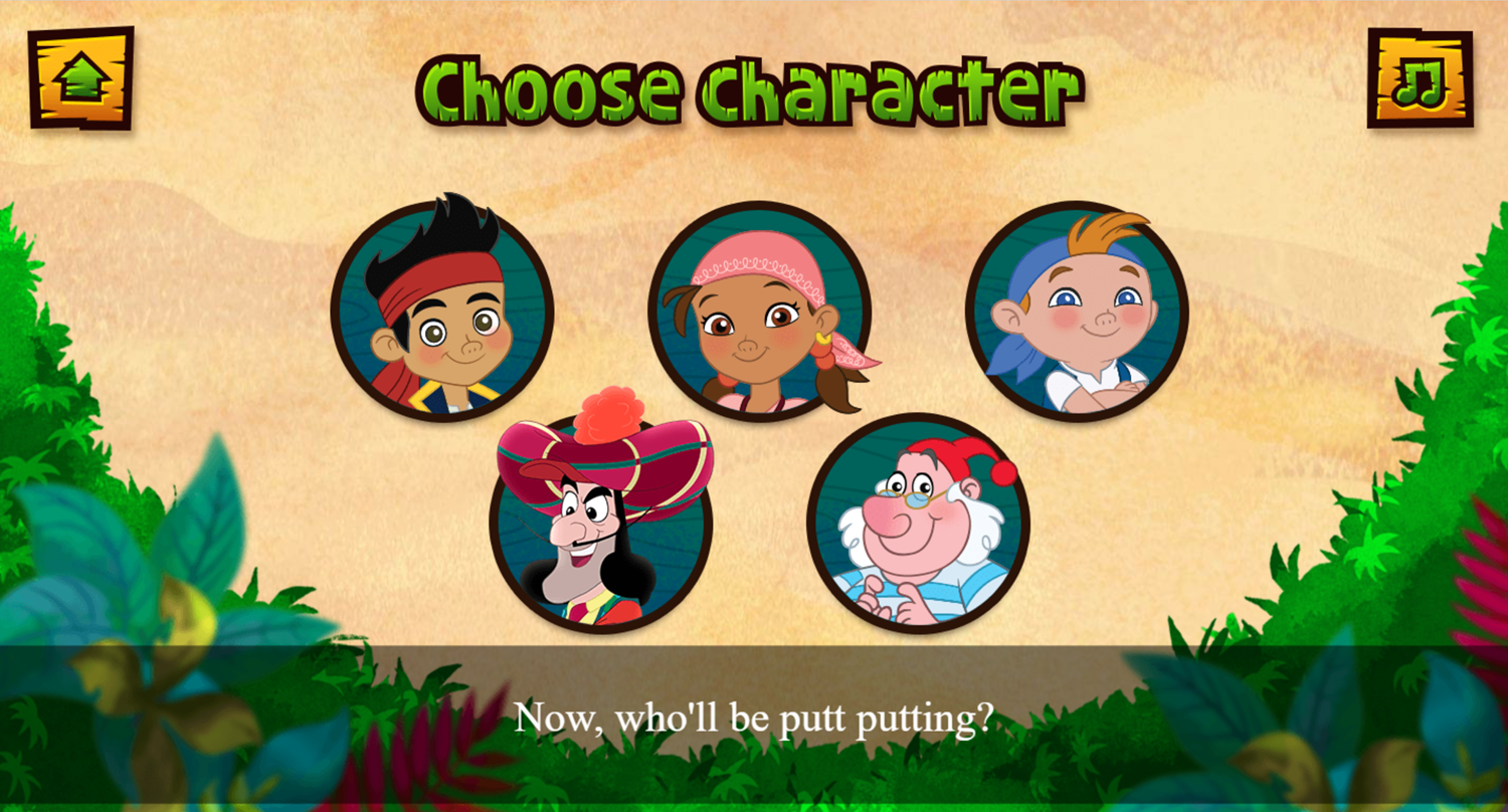 Jake & the Neverland Pirates Puttin Pirates Game Character Select Screen Screenshot.