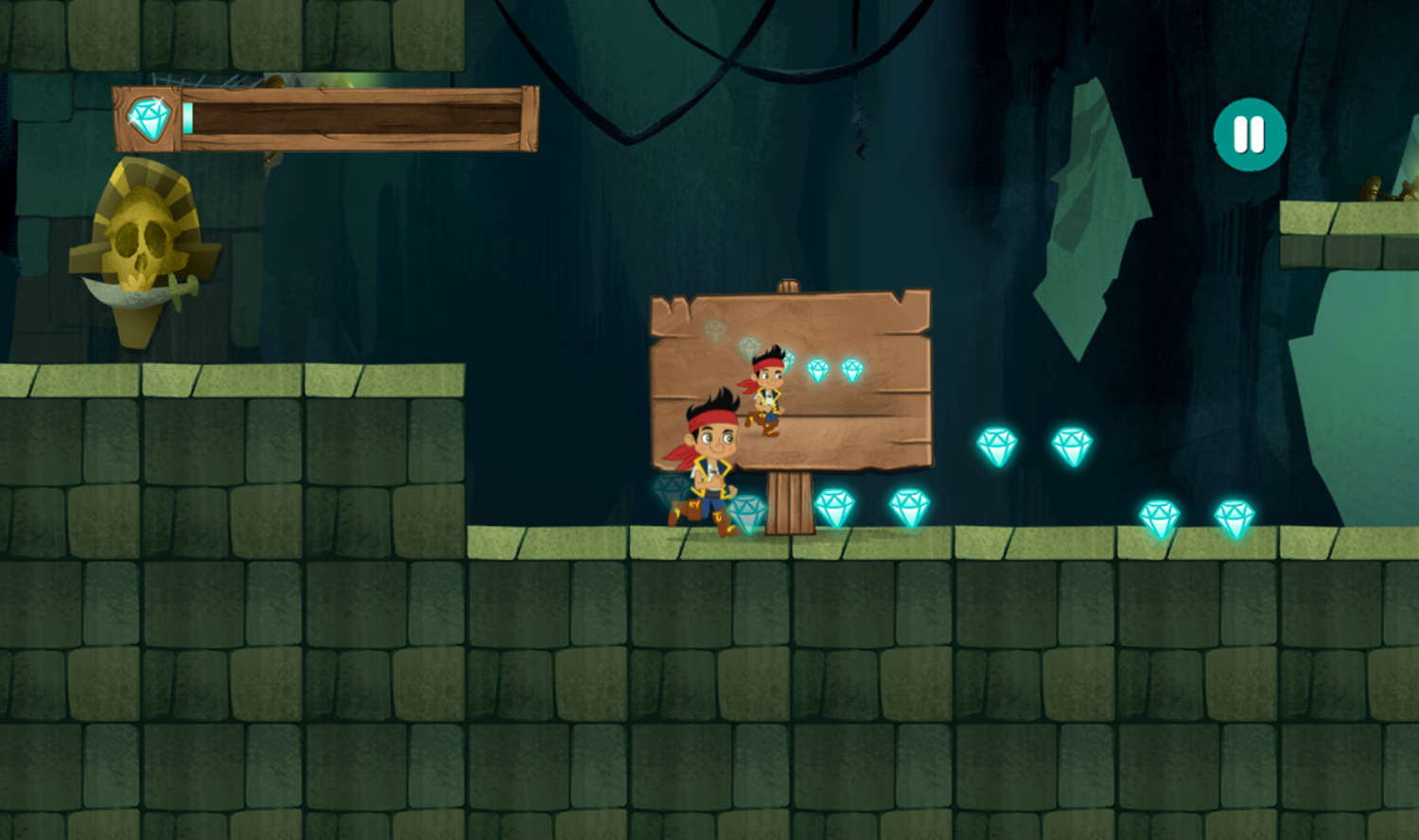 Jake and the Neverland Pirates Super Pirate Power Game Collecting Gems Screenshot.