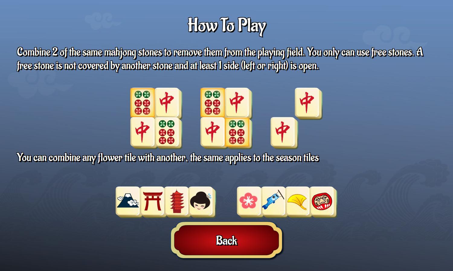 Japan Mahjong Game How To Play Screenshot.