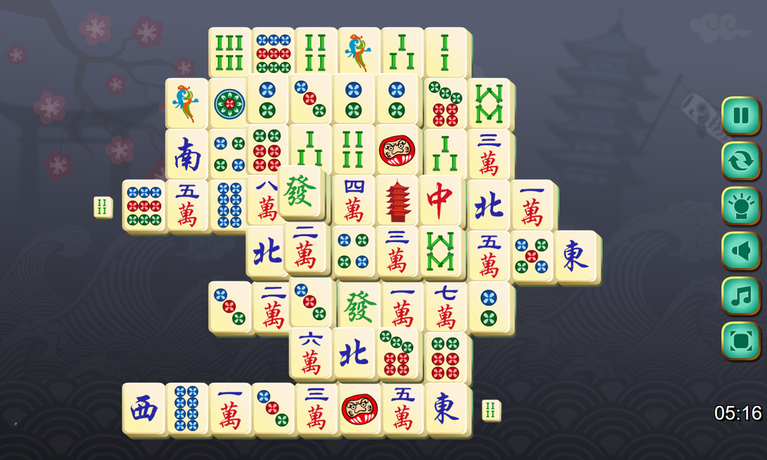 Japan Mahjong Game Level Play Screenshot.