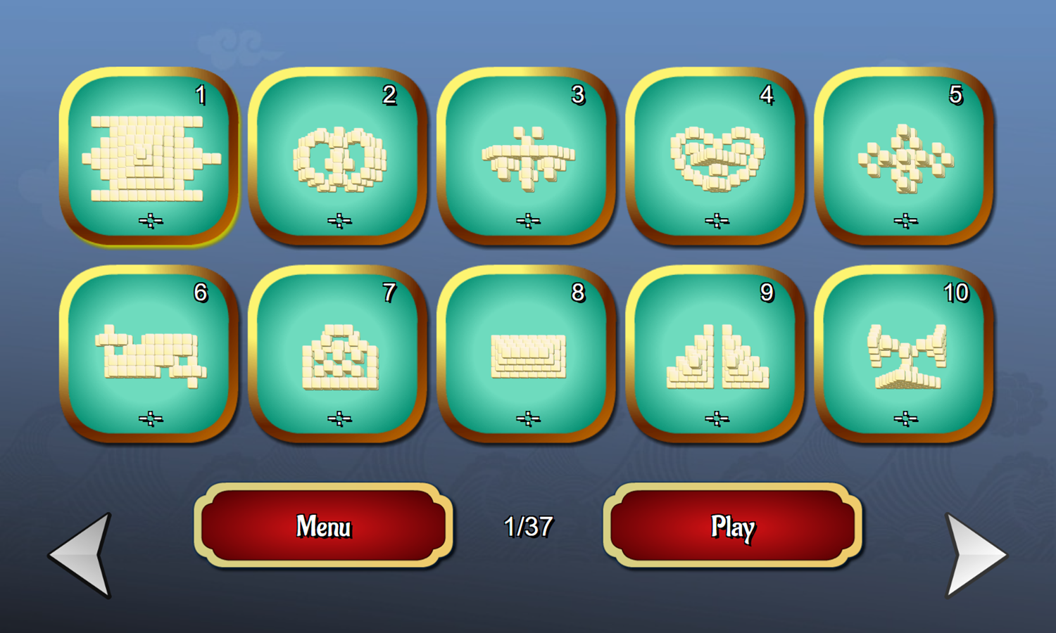 Japan Mahjong Game Level Select Screenshot.