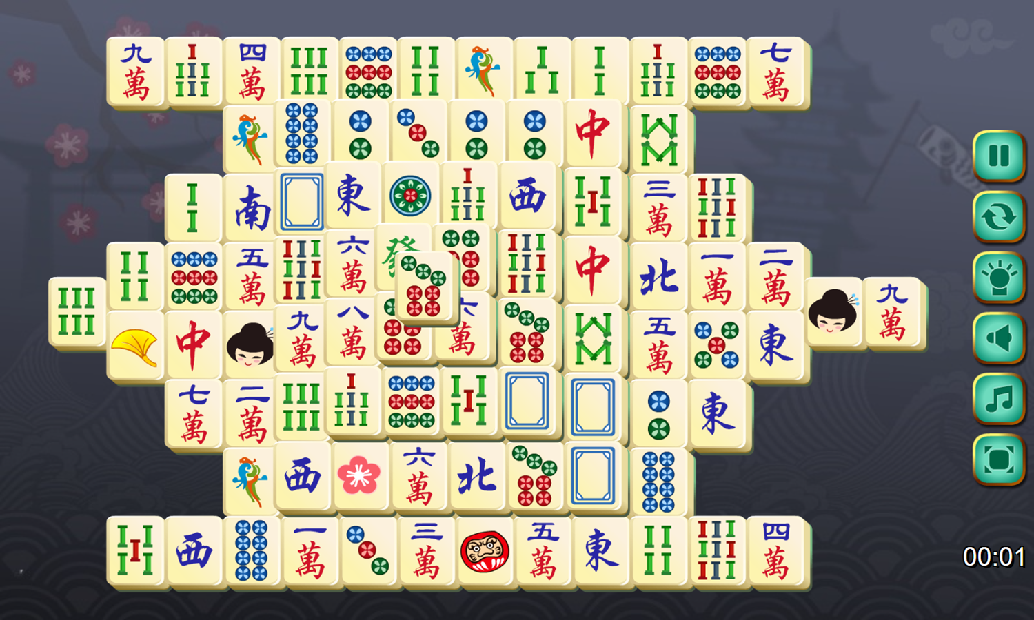Japan Mahjong Game Level Start Screenshot.