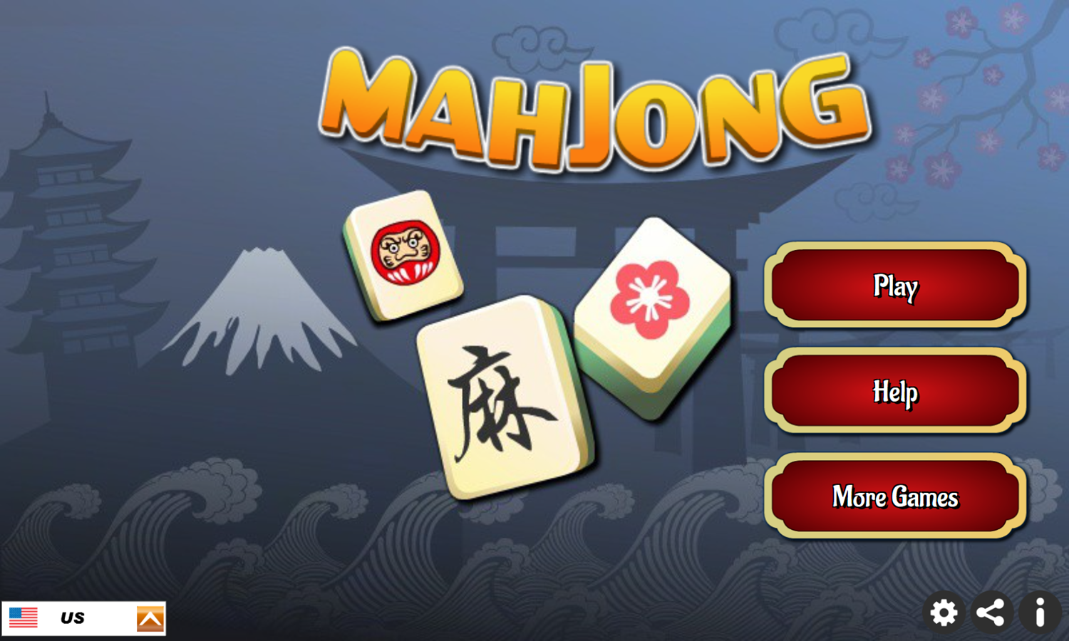 Japan Mahjong Game Welcome Screen Screenshot.