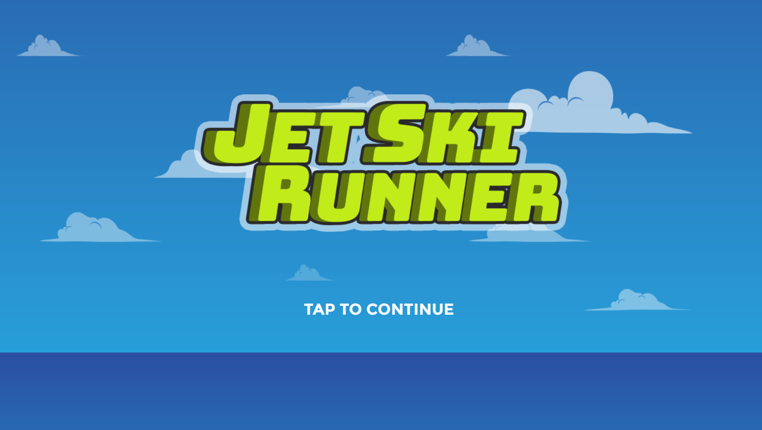 Jet Ski Runner Game Welcome Screen Screenshot.