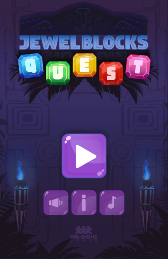 Jewel Blocks Quest Game Welcome Screen Screenshot.