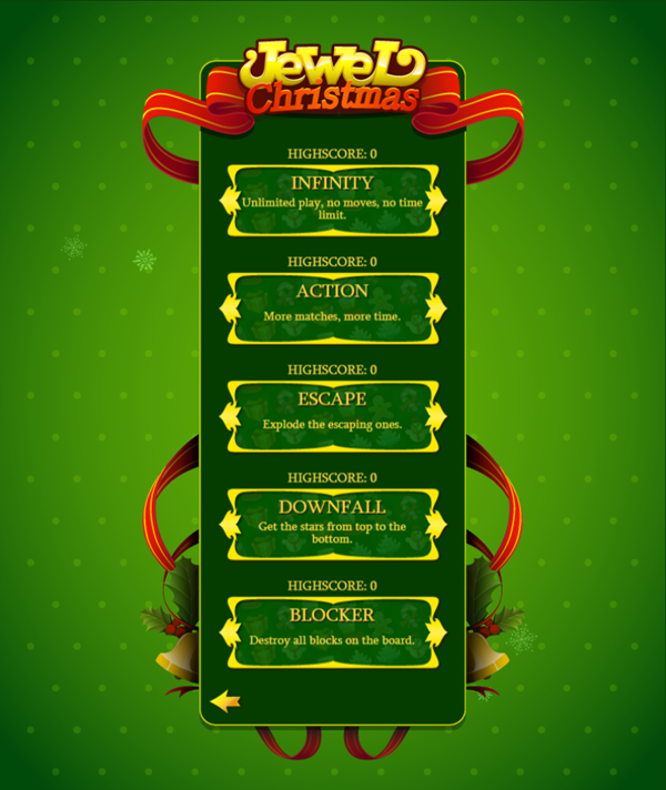 Jewel Christmas Game Select Game Mode Screenshot.