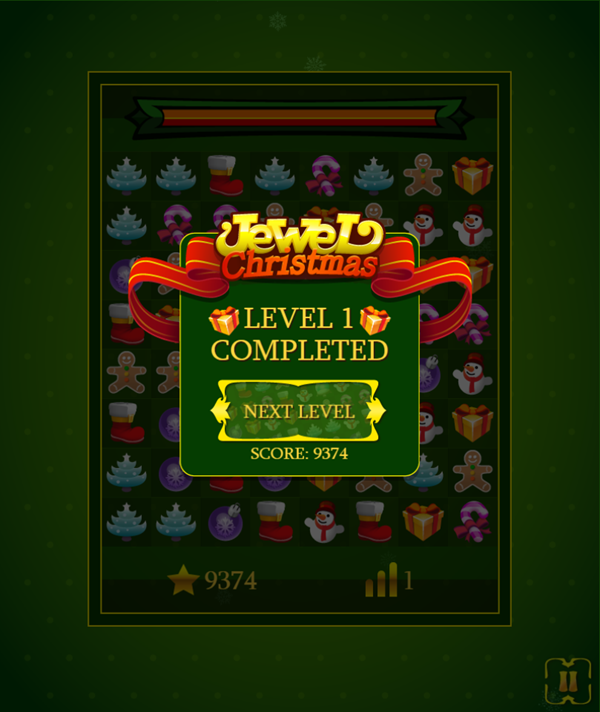 Jewel Christmas Game Level Complete Screenshot.