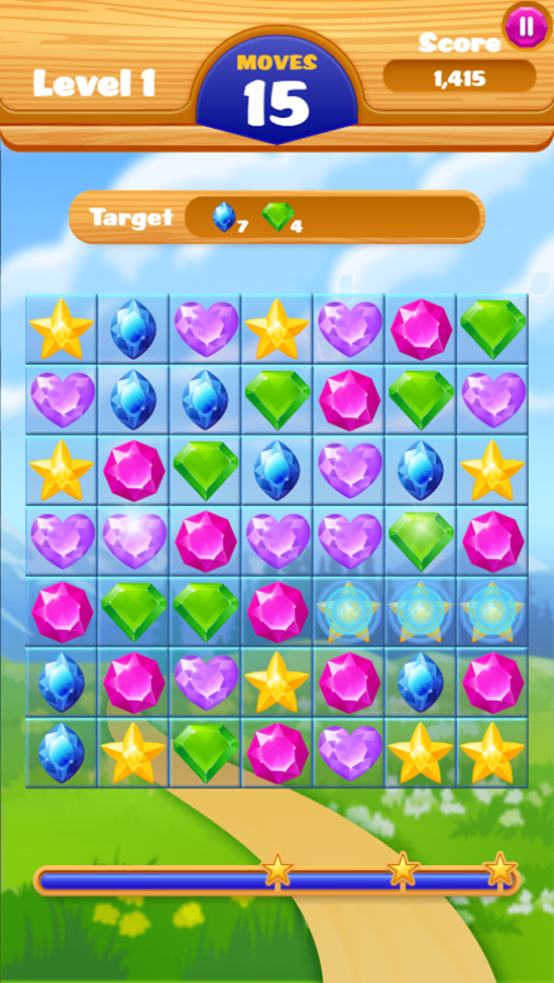 Jewel Crush  Game Stage Play Screenshot.