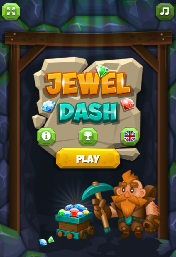 Jewel Dash Game Welcome Screen Screenshot.