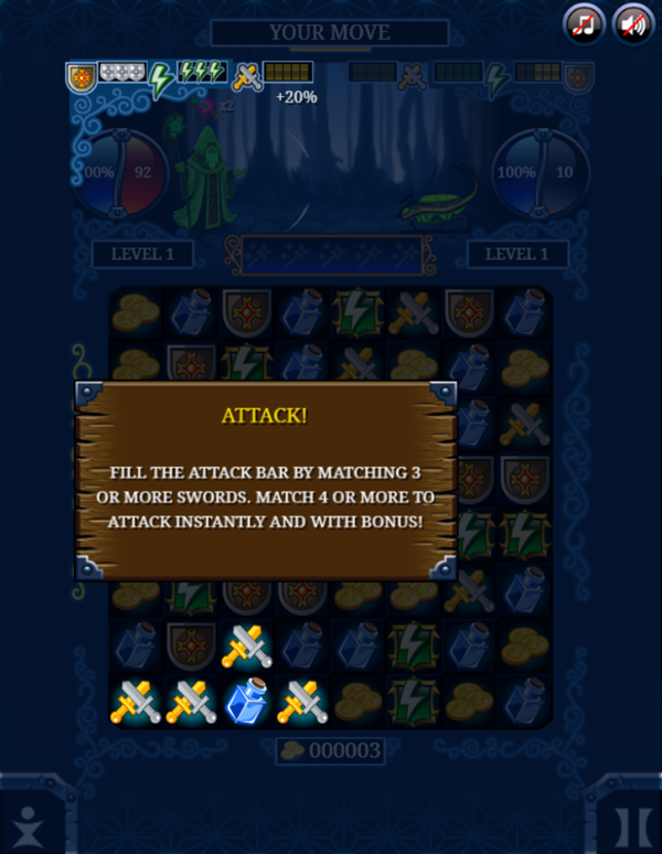 Jewel Duel Game Attack Screenshot.