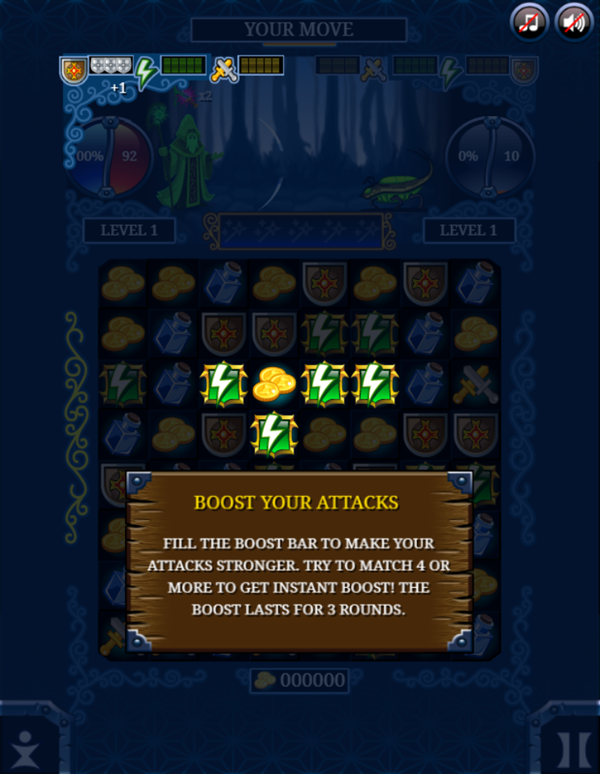 Jewel Duel Game Boost Attack Screenshot.