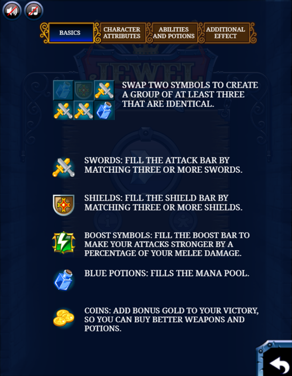 Jewel Duel Game Instructions Screenshot.