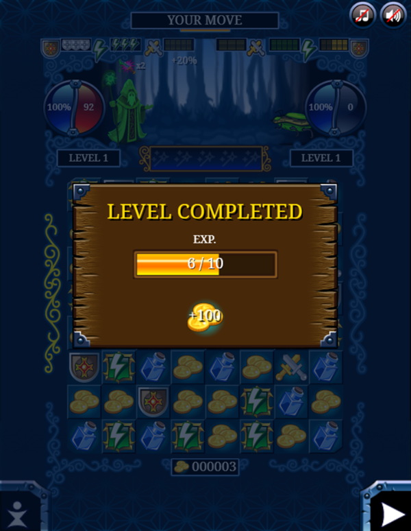 Jewel Duel Game Level Completed Screenshot.