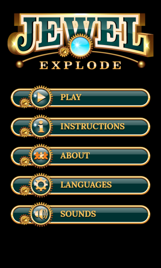 Jewel Explode Game Welcome Screen Screenshot.