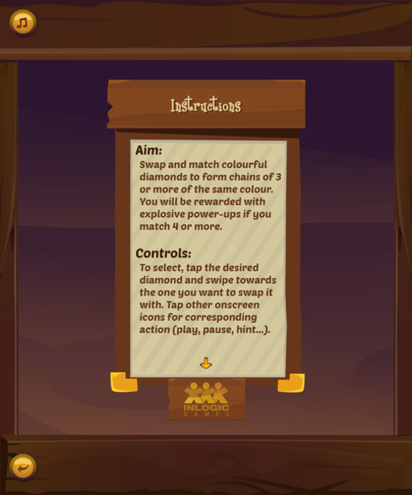 Jewel Legend Game Instructions Screenshot.