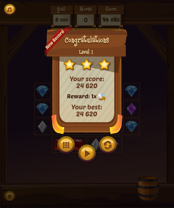 Jewel Legend Game Level Complete Screenshot.