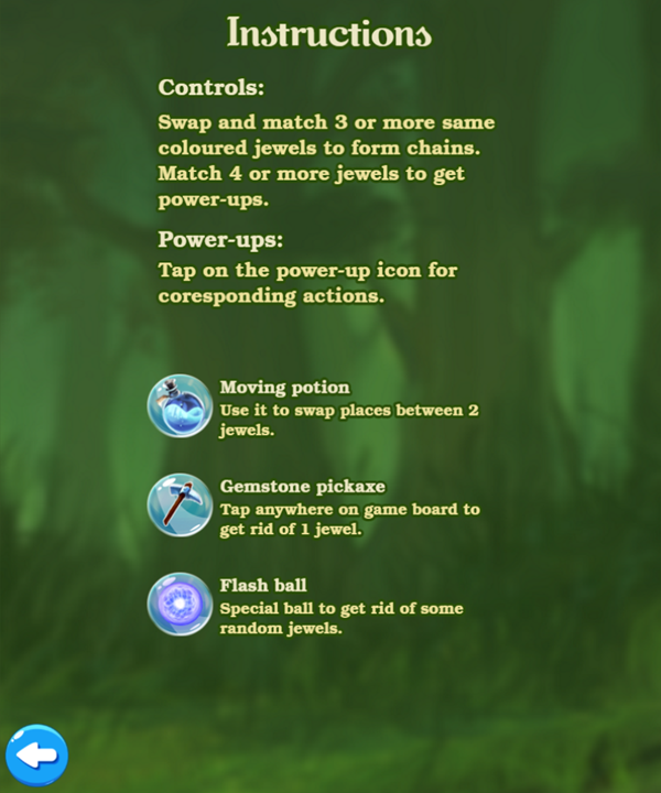 Jewel Magic Game Instructions Screenshot.