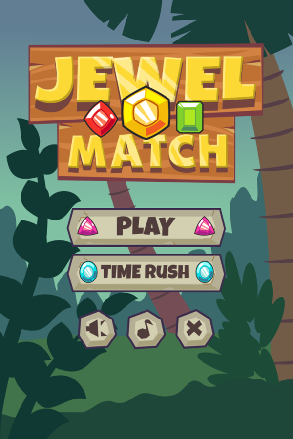 Jewel Match Game Welcome Screen Screenshot.