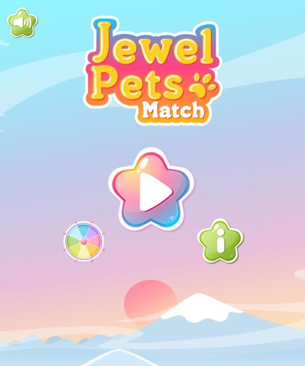 Jewel Pets Match Game Welcome Screen Screenshot.