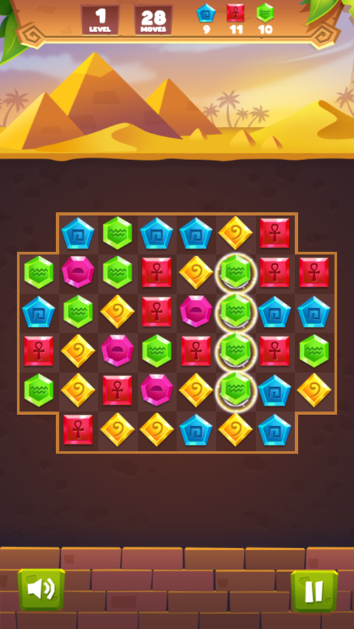 Jewel Treasure Game Pattern Screenshot.