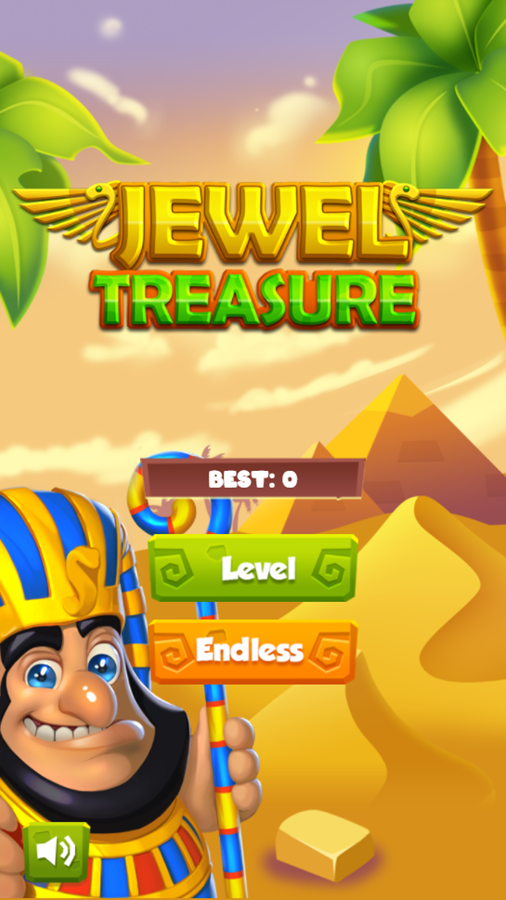 Jewel Treasure Game Welcome Screen Screenshot.