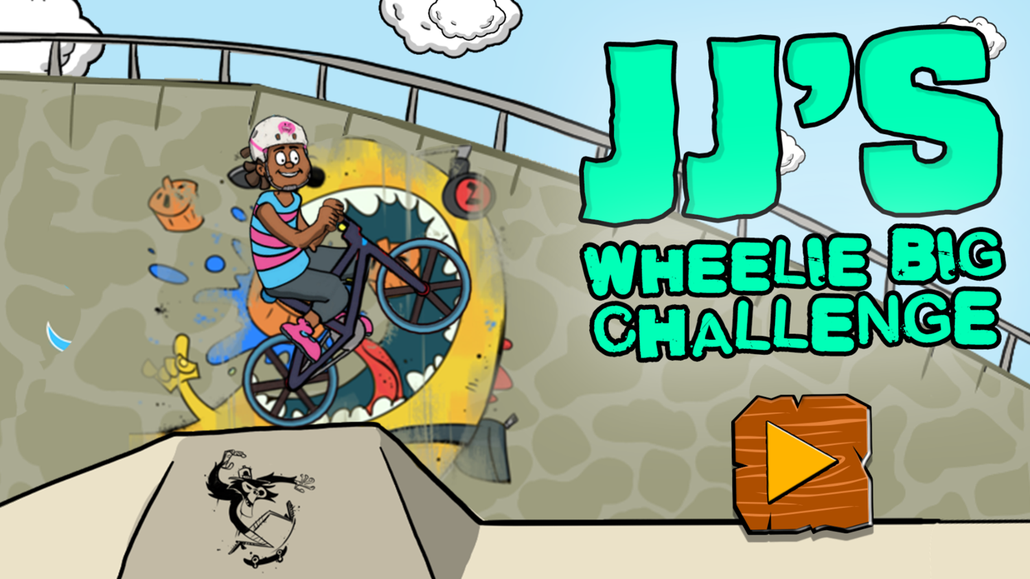 JJ's Wheelie Big Challenge Game Welcome Screen Screenshot.