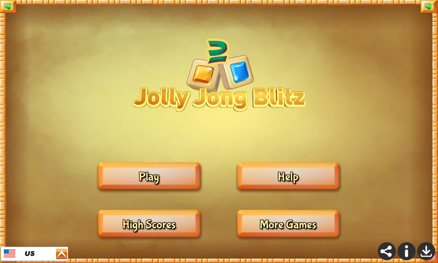 Jolly Jong Blitz 2 Game Welcome Screen Screenshot.