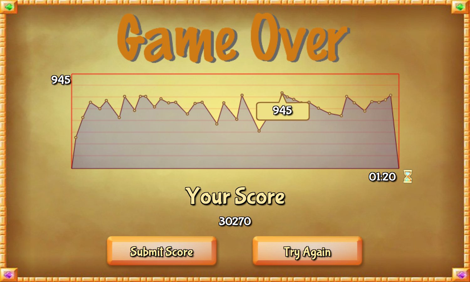 Jolly Jong Blitz Game Over Screenshot.