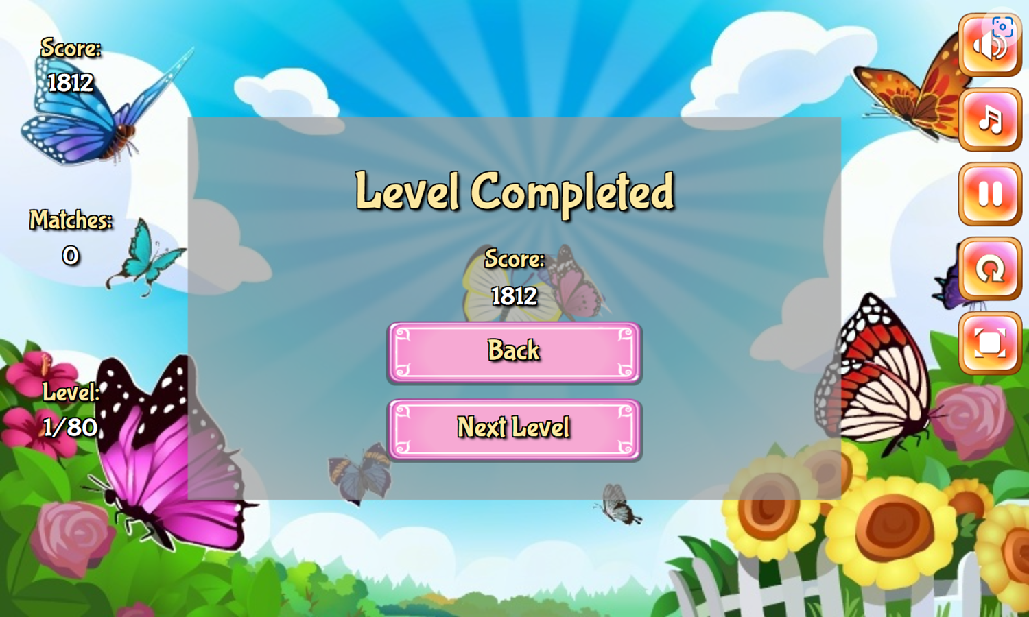 Jolly Jong Butterfly Game Level Completed Screenshot.