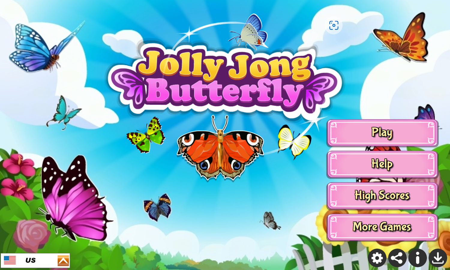 Jolly Jong Butterfly Game Welcome Screen Screenshot.