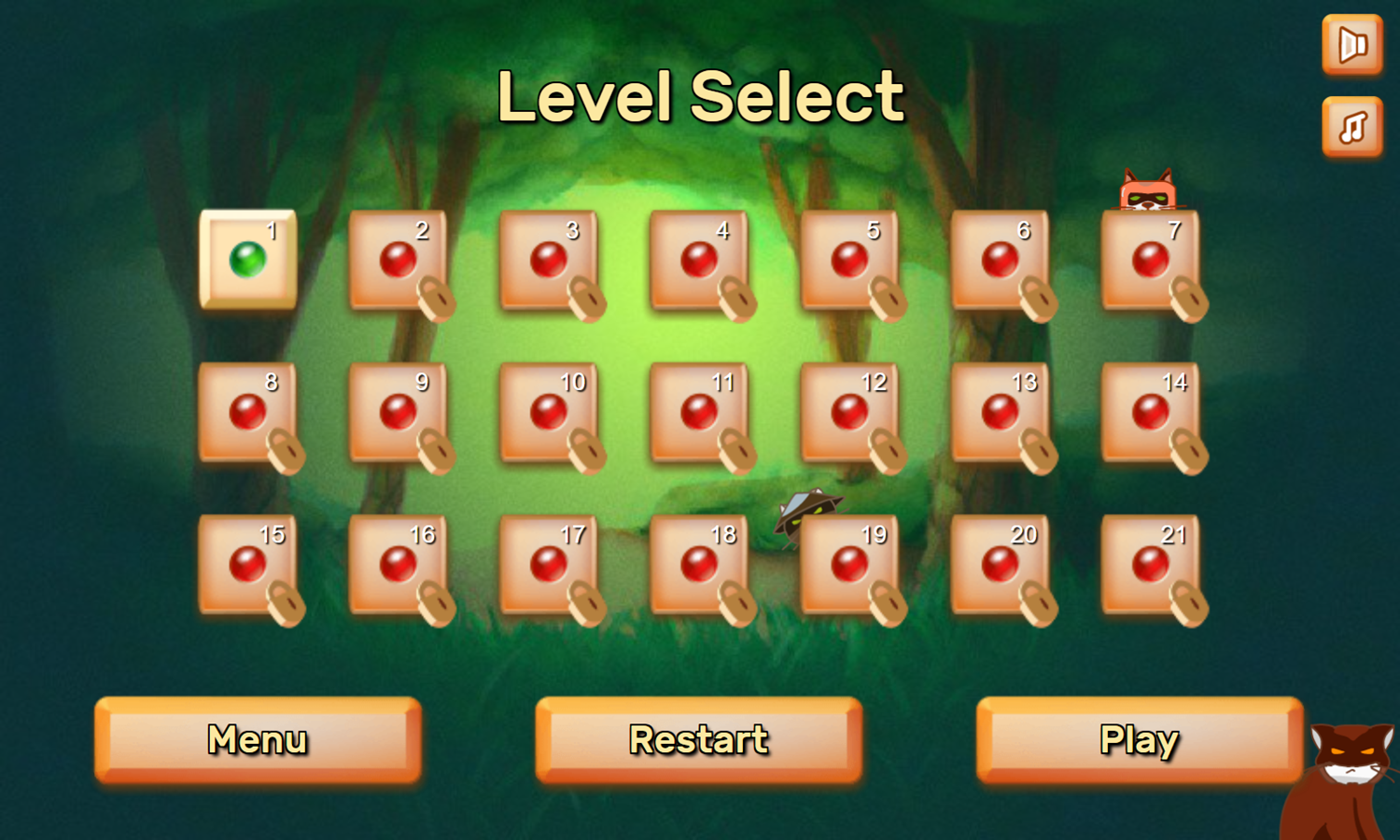 Jolly Jong Cats Game Level Select Screenshot.