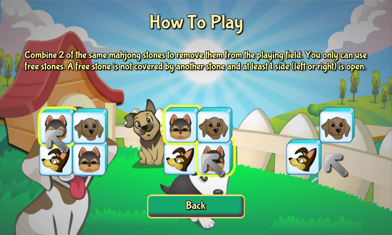 Jolly Jong Dogs Game How to Play Screen Screenshot.