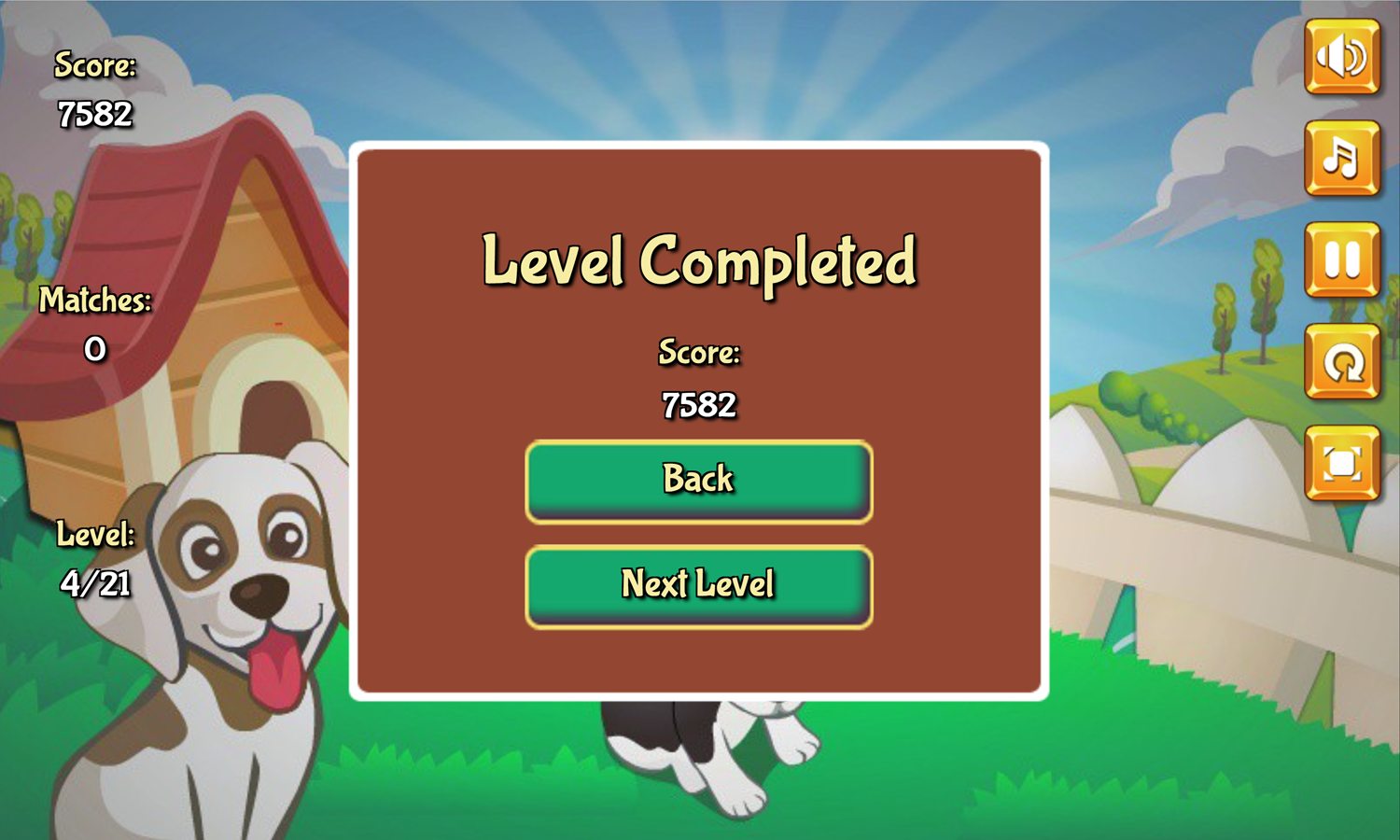 Jolly Jong Dogs Game Level Completed Screen Screenshot.