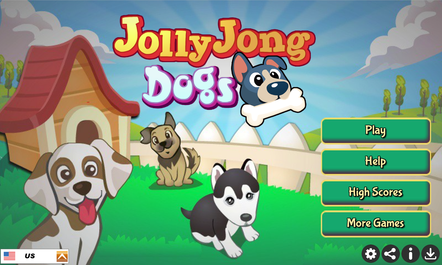 Jolly Jong Dogs Game Welcome Screen Screenshot.