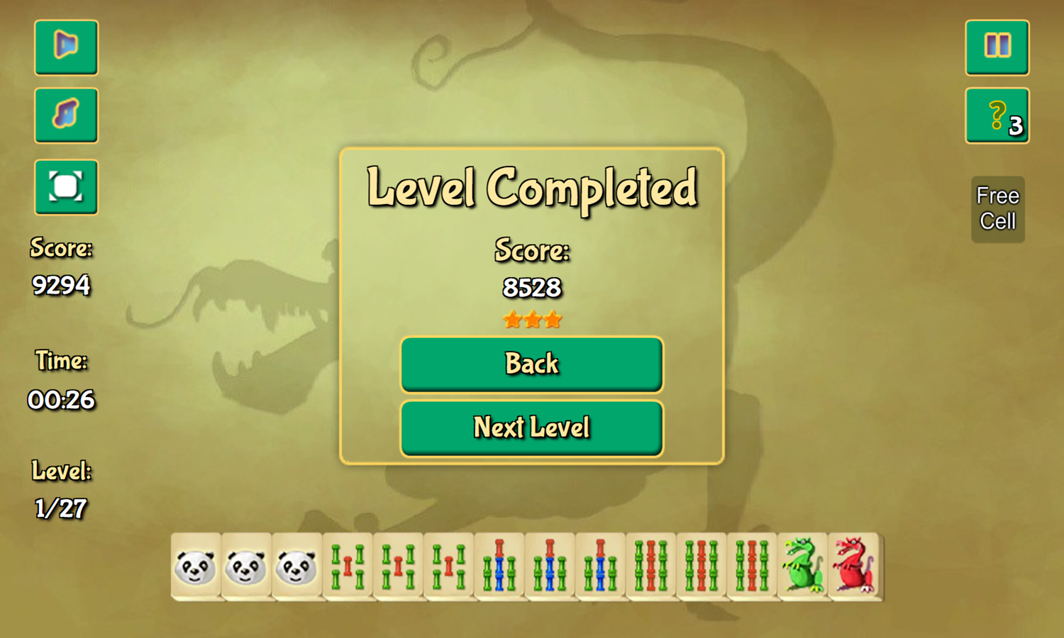 Jolly Jong Journey Game Level Completed Screenshot.