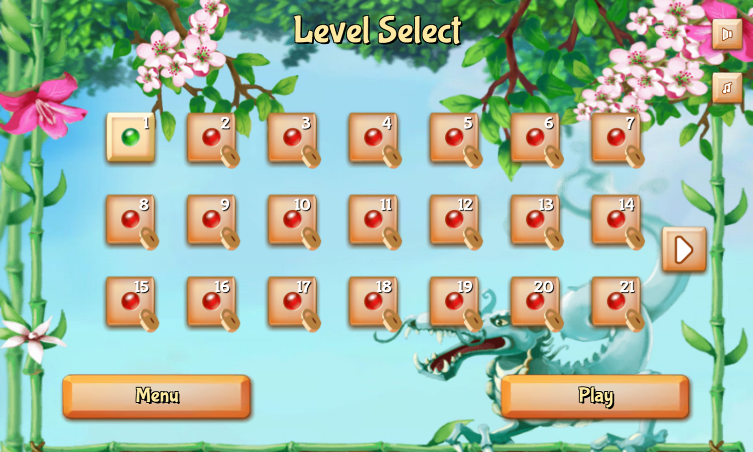 Jolly Jong One Game Level Select Screenshot.