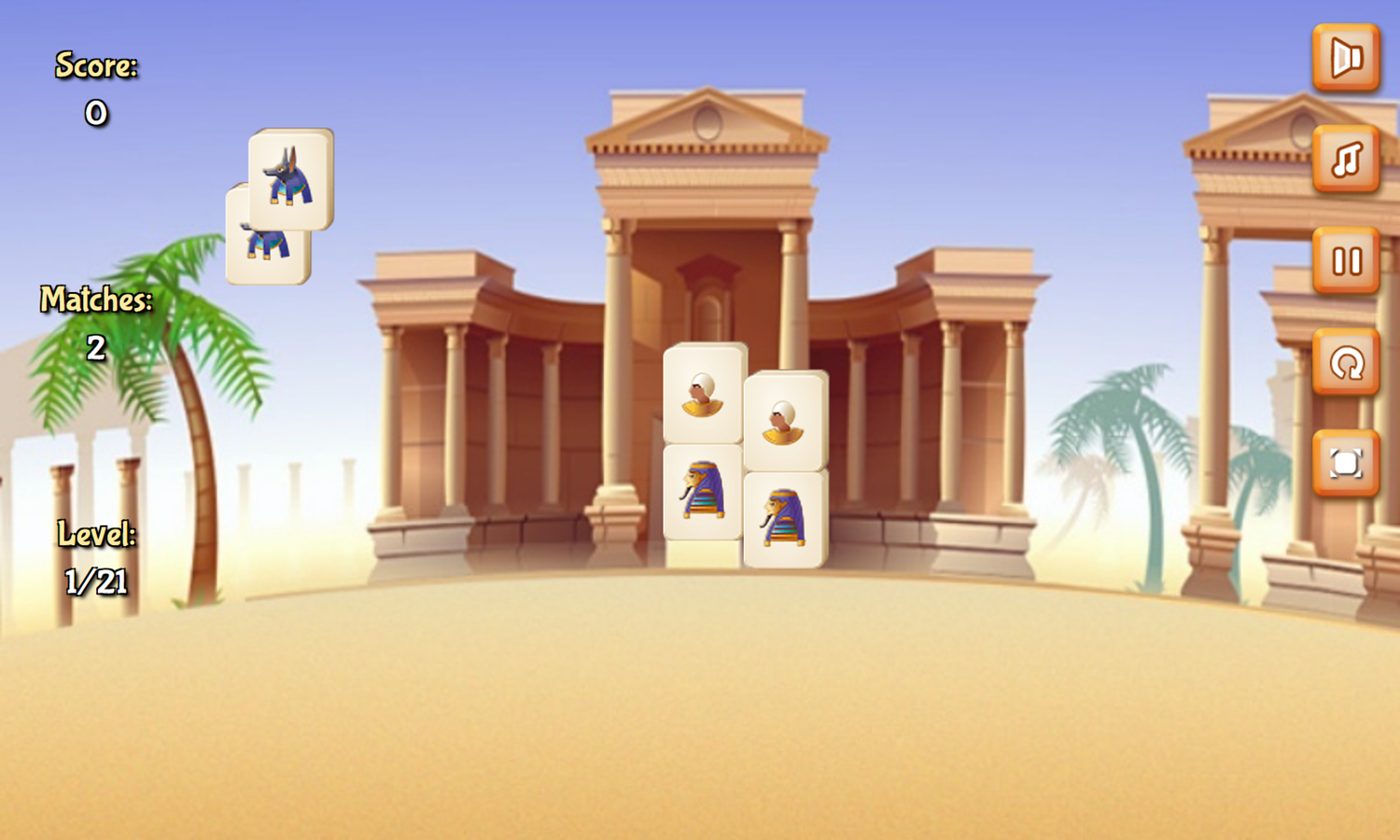 Jolly Jong Sands of Egypt Game Level Play Screenshot.