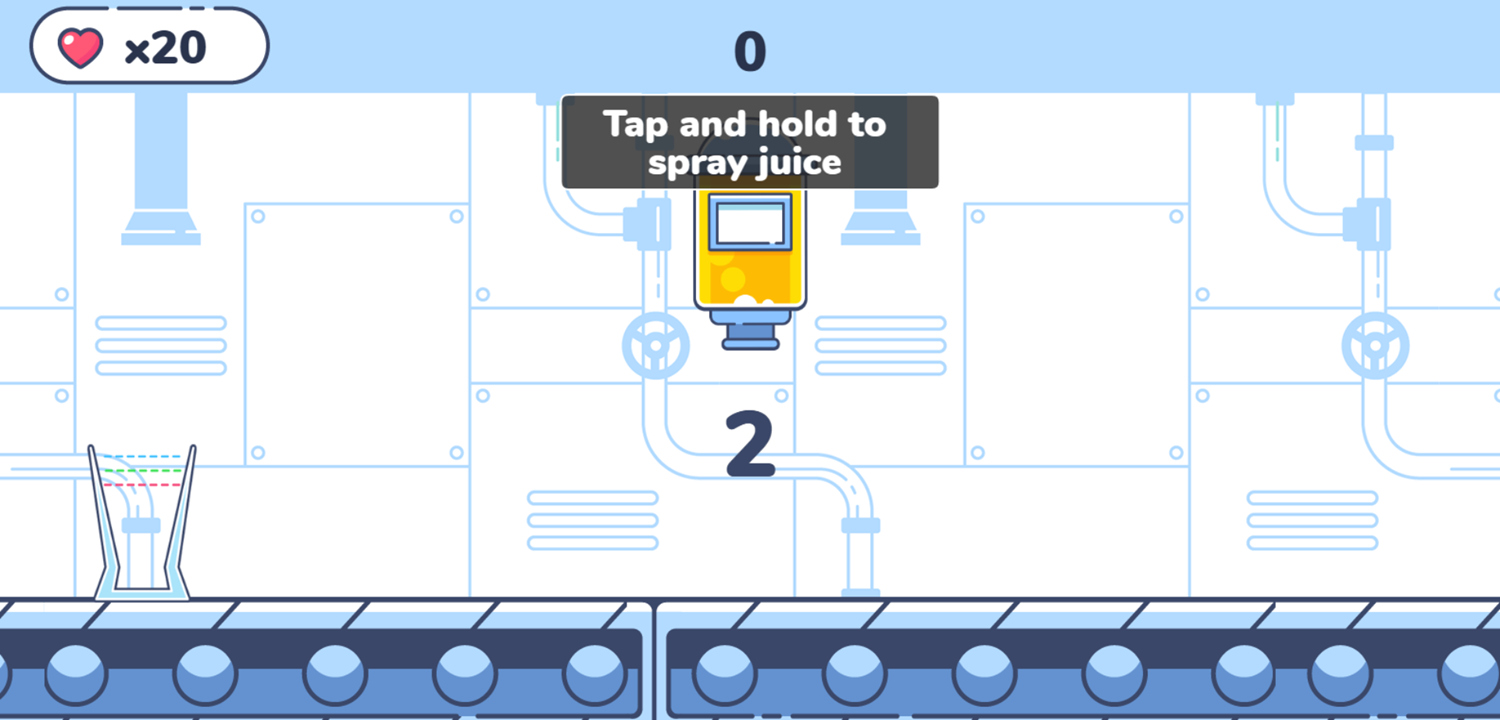 Juice Assembly Line Game How to Play Screen Screenshot.