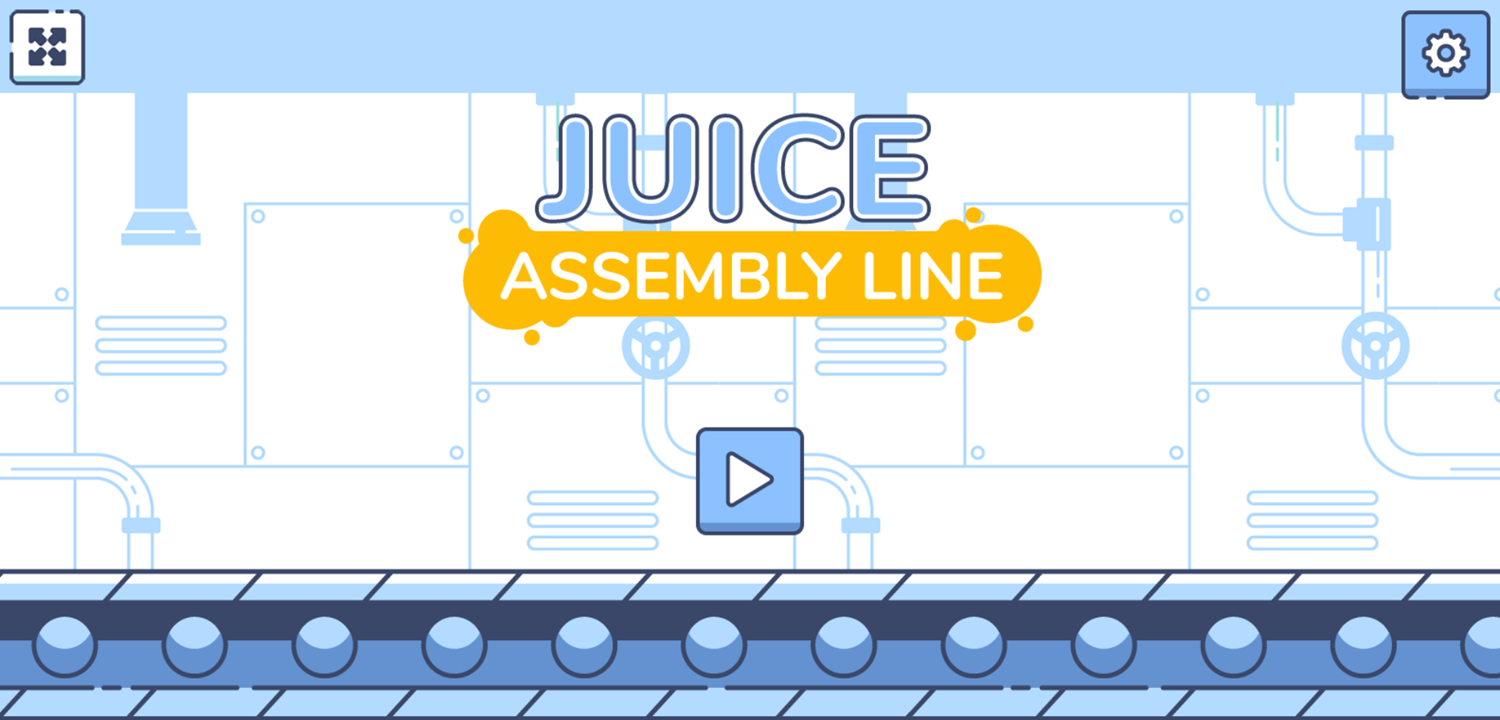 Juice Assembly Line Game Welcome Screen Screenshot.
