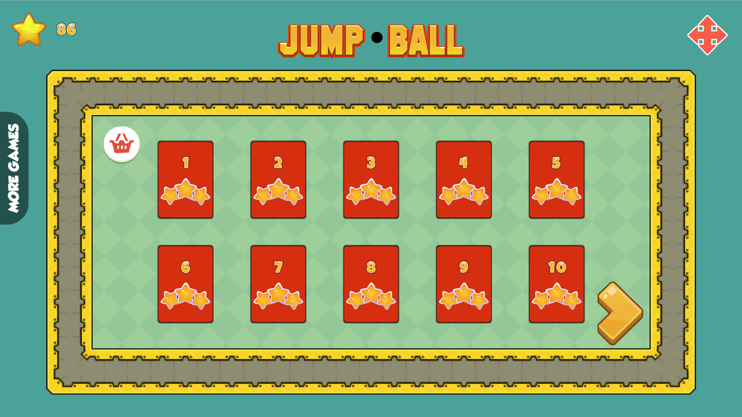 Jump Ball Adventure Game Level Select Screen Screenshot.