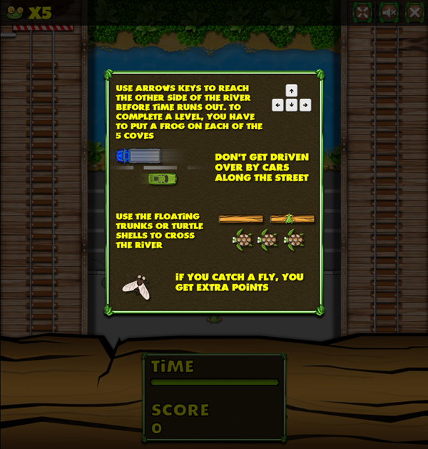 Jumper Frog Game Instructions Screenshot.