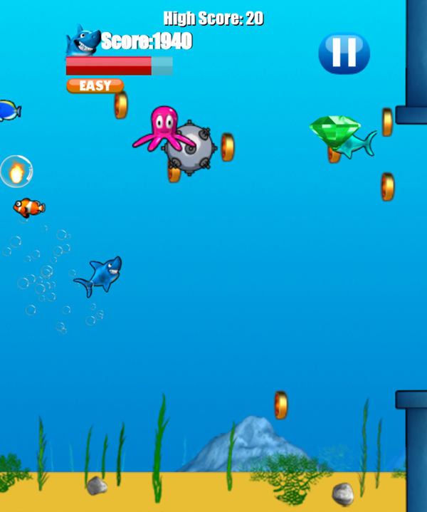 Jumpy Shark Game Play Screenshot.