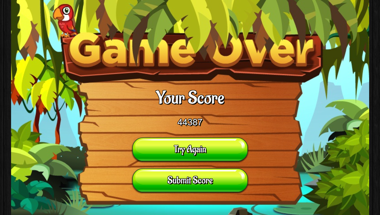 Jungle Connect Game Over Screenshot.