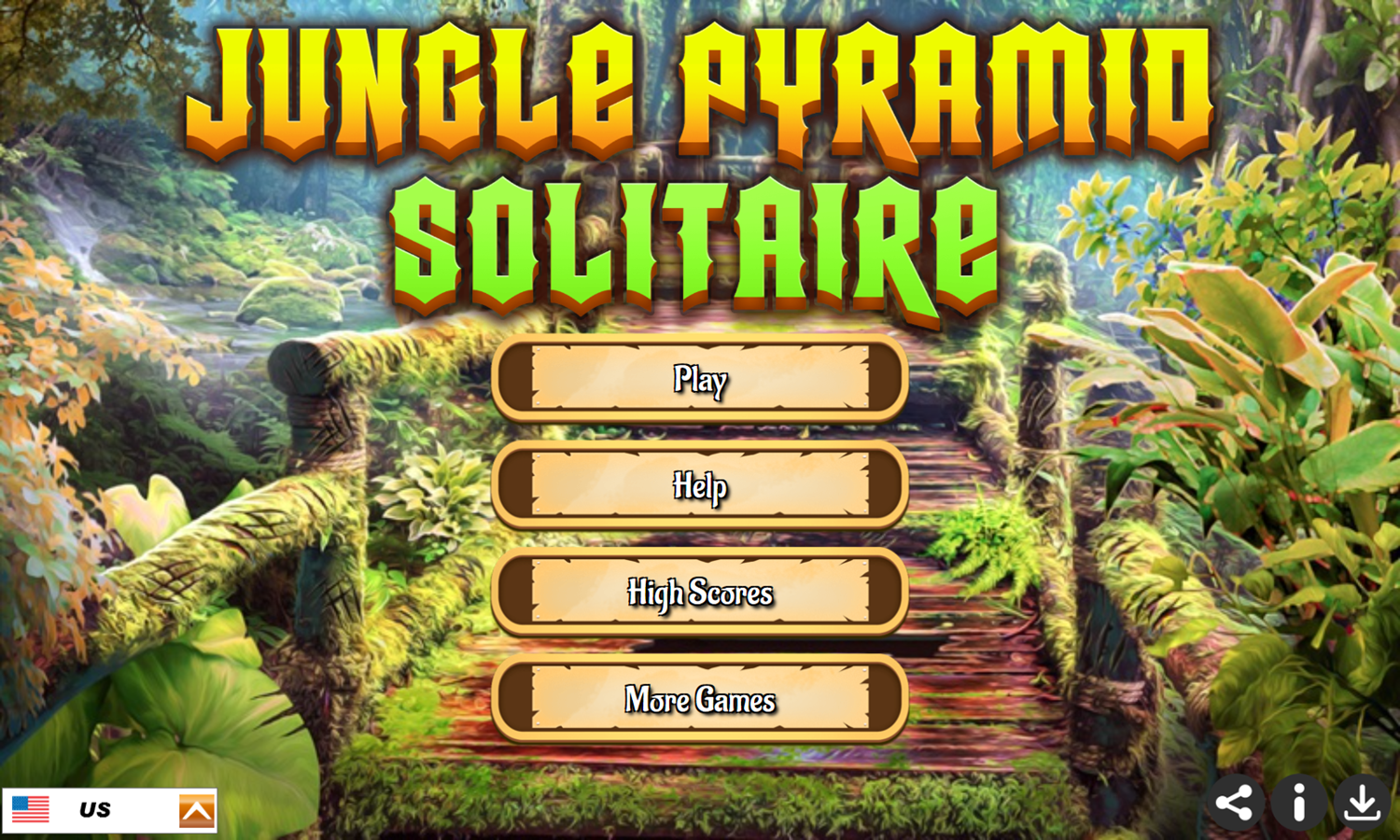 Jungle Pyramid Solitaire Game Welcome Screen Screenshot.