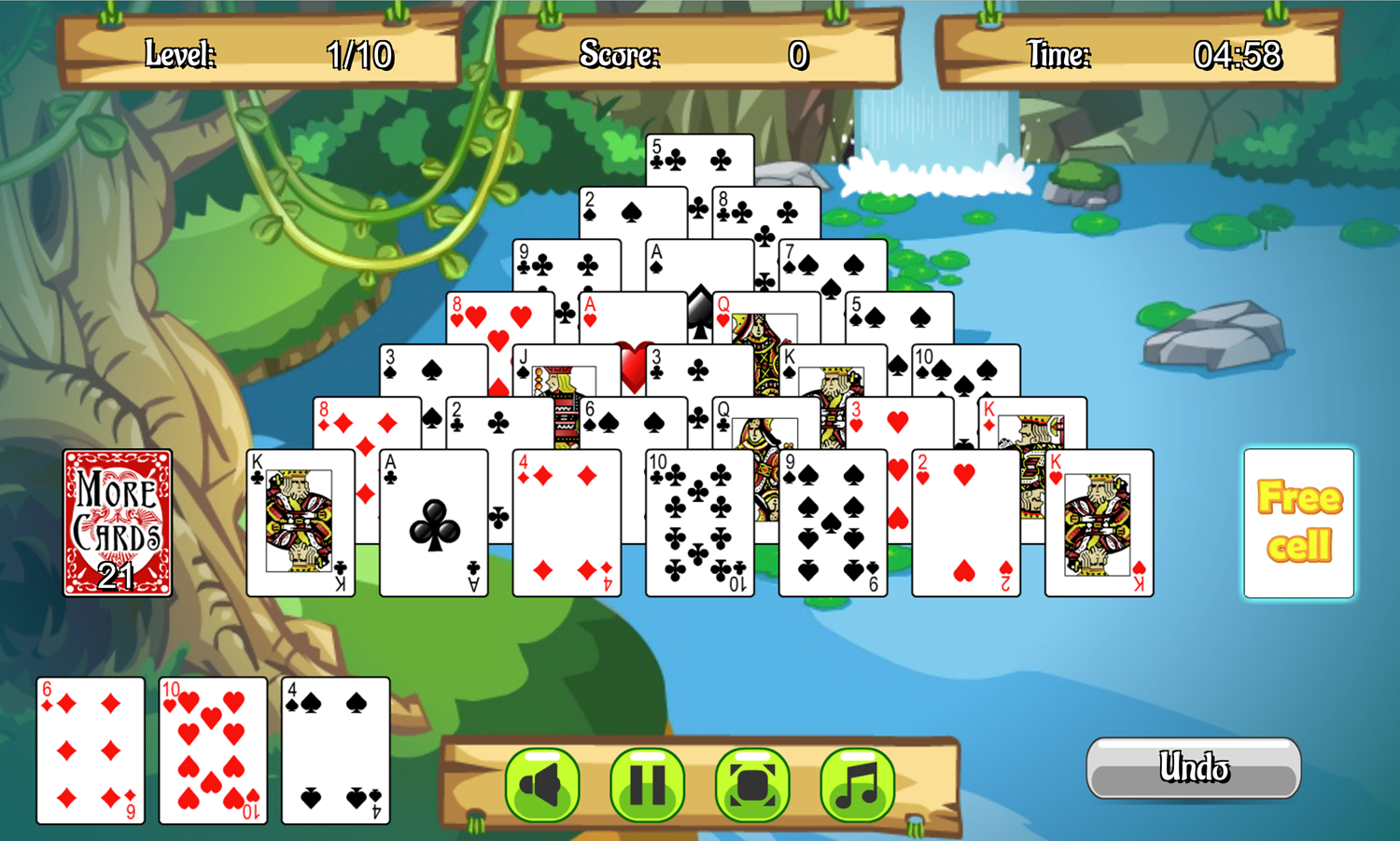 Jungle Solitaire Game Screenshot.