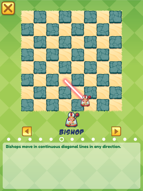 Junior Chess Bishop Movement Instructions Screenshot.