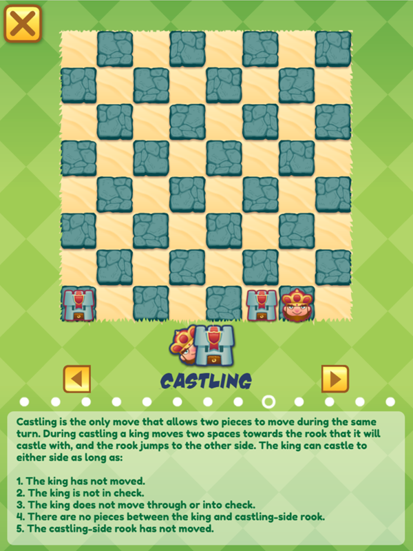 Junior Chess Castling Movement Instructions Screenshot.