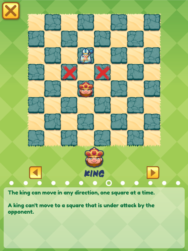 Junior Chess King Movement Minstructions Screenshot.