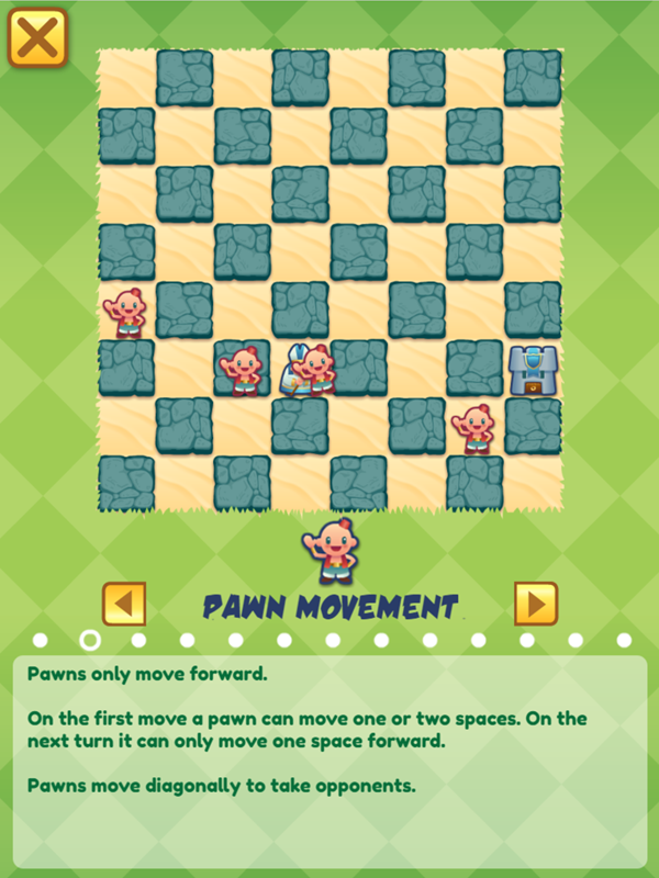 Junior Chess Pawn Movement Instructions Screenshot.